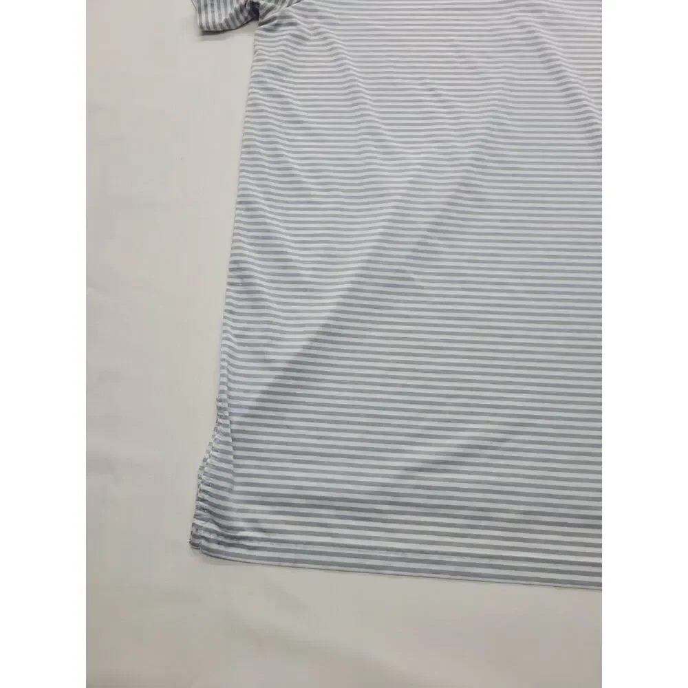 RLX Ralph Lauren Golf Polo Shirt Men’s Size Large SS White Gray Striped Wicking